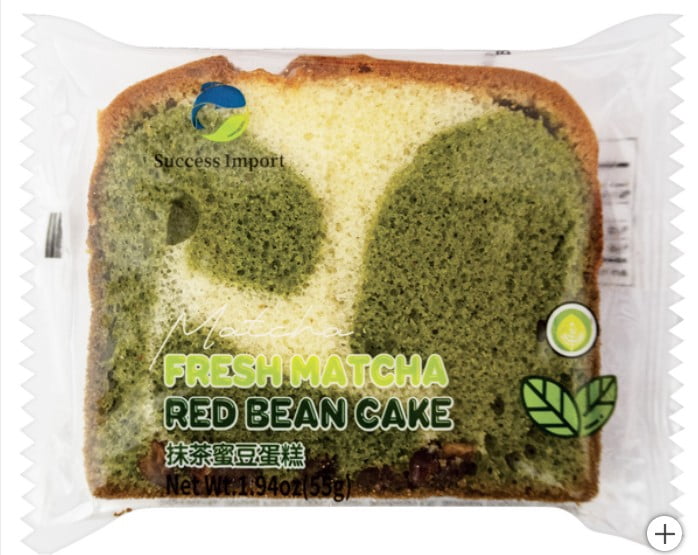 Success Import Fresh Matcha Red Bean Cake, 1.94 oz (33 Count)