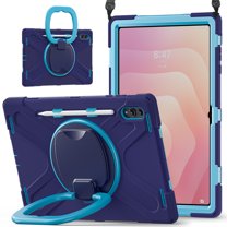 For Samsung Galaxy Tab S11 Ultra 14.6 inch Case, 360 Rotatable Handle Stand, Shoulder Strap, Drop-Proof Design, NavyBlue Blue