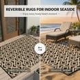 thumbnail image 6 of PASAMIC 9x12 ft Outdoor Rug Waterproof, Reversible Plastic Straw Patio Mat for RV, Deck, Balcony, Backyard, Brown/Black Checkered, 6 of 7