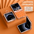 thumbnail image 4 of for Samsung Galaxy Z Flip 7 Case Hinge Protection with Finger Ring Holder, Premium PU Leather Hybrid PC All-Inclusive Diamond Bling Phone Case for Samsung Galaxy Z Flip 7 5G, Orange, 4 of 5