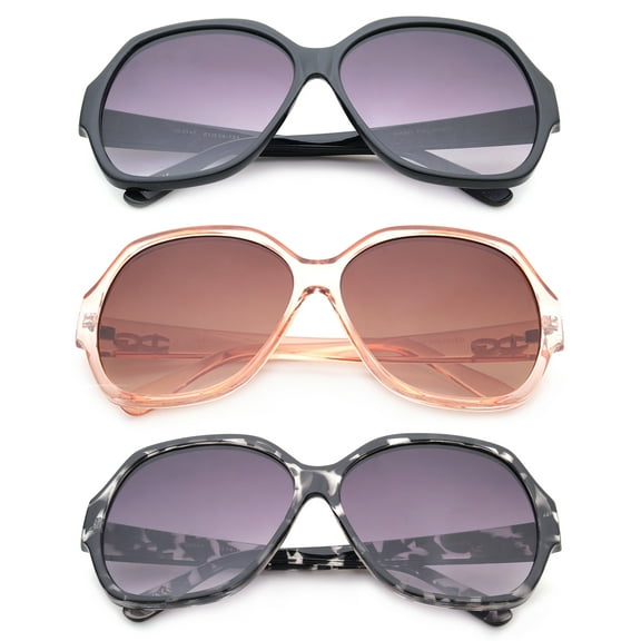 3 Pack Oversized Large Frame Fashion Sunglasses for Women