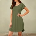 thumbnail image 5 of Drses Women's Soft Bamboo Viscose Dress, Crew Neck Short Sleeve Swing T-Shirt Dress with Pockets Casual Daily Nightgown Sleepshirt Pajama Loungewear Summer Sleepwear, 5 of 7
