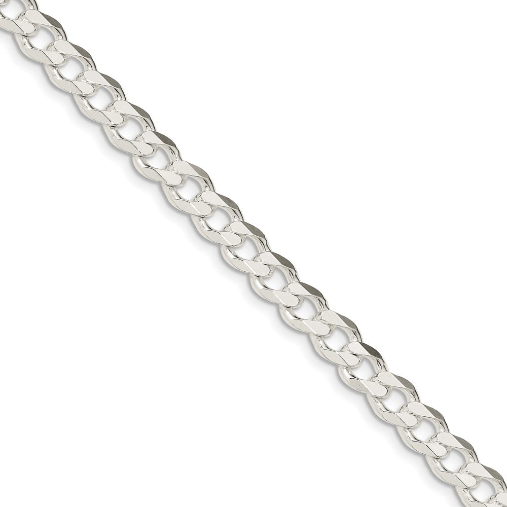 Brilliant Bijou Solid .925 Sterling Silver 5.75mm Close Link Flat Curb Chain Bracelet