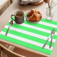 thumbnail image 3 of Green Striped Placemats Set of 6 Modern Simple Monochrome Geometric White Place Mats Indoor Wipeable Table Mats Washable Cloth Dining Table Placemats for Kitchen Holiday Party Home Decor 13x19 Inch, 3 of 9