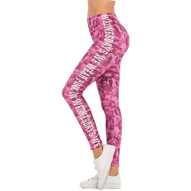 Women's Pink Printed Polyester Tights