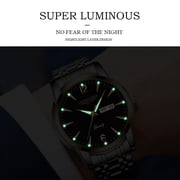 POEDAGAR New Mens Watches Top Brand Luminous Waterproof Week Calendar Casual Fashion Stainless Steel Quartz Wristwatch Gift