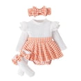 thumbnail image 3 of ibiyuan Newborn Boy Clothes Girl Outfits Infant Fall 2 Piece Outfit, Ribbed Long Sleeve Bodysuit Houndstooth Hem Jumpsuit Skirt School Kids Clothes, 3 of 4
