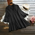 thumbnail image 2 of Tops de Mujer Elegantes Blusas Casuales Camisas de Moda Camiseta de Color Sólido Manga de Trompeta Manga Corta Cuello en V Odeerbi  ODB168699, 2 of 9