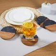 thumbnail image 3 of Juego de 4 Posavasos para Bebidas, Posavasos con Unión de Mármol y Madera para Proteger la Mesa, Posavasos para Tazas, 3 of 5
