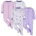 thumbnail image 1 of Pijamas enterizos con pies para bebé niña Onesies Brand, paquete de 4, talla 3-6 meses, 1 of 7