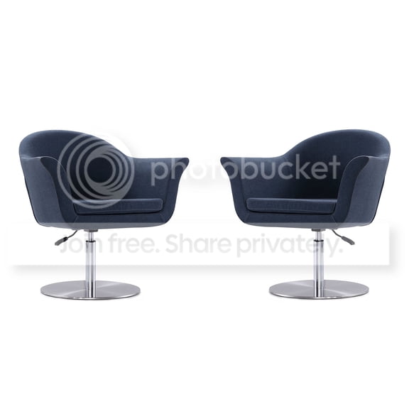 Manhattan Comfort Voyager Smokey Blue and Brushed Metal Woven Swivel Adjustable Accent Chair (Set of 2)