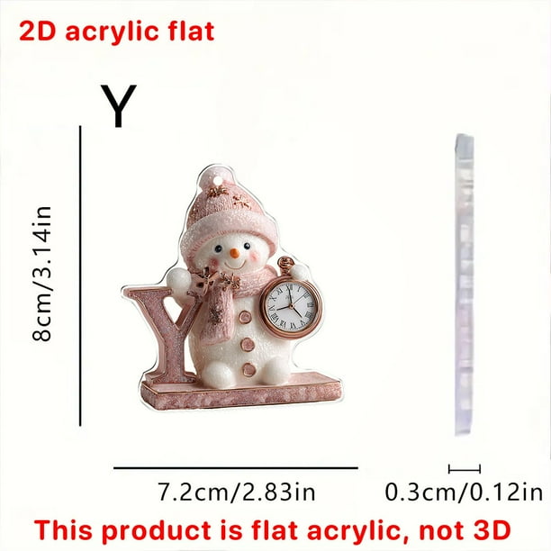 Uuiauoio 26 English Letter Christmas Ornament Set 2D Acrylic Tree Decor Car Rearview Mirror Hanging Alphabet Pendant Party Supplies,Pink Letter Snowman,Family Ornament
