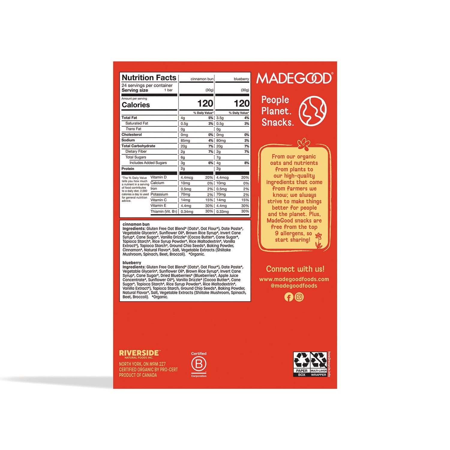 MadeGood Mornings Organic Soft Baked Oat Bars, Variety Pack, 24 ct.