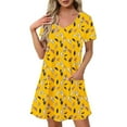 thumbnail image 1 of Robe à Imprimé Floral pour Femmes Été Décontractée à Manches Courtes Col en V Robe T-Shirt Coupe Ample Style Tunique, 1 of 7