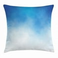 thumbnail image 1 of Blue Throw Pillow Cushion Cover, White Cloud Detail in Clear Blue Sky Summertime Smoky Atmosphere Warm Weather Image, Decorative Square Accent Pillow Case, 24 X 24 Inches, Blue White, by Ambesonne, 1 of 2