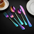 thumbnail image 2 of 30pcs Rainbow Stainless Steel Flatware Set, Iridescent Silverware for 5, Mirror Polished Multicolor Cutlery, Dishwasher Safe, Ideal for Home Party Restaurant Use, 2 of 10
