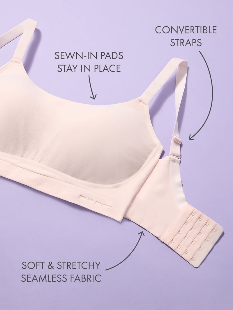 Joyspun Women's Plus Seamless Scoop Bralette, Adjustable Straps
