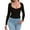 Black, variant on Galabris Women's Square Neck Long Sleeve T Shirt Sexy Slim Fitted Crop Tops Stretchy Deep U Casual Basic Tees