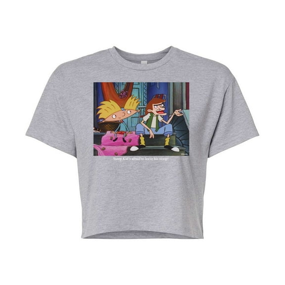 Hey Arnold! - Stoop Kid - Juniors Cropped Cotton Blend T-Shirt