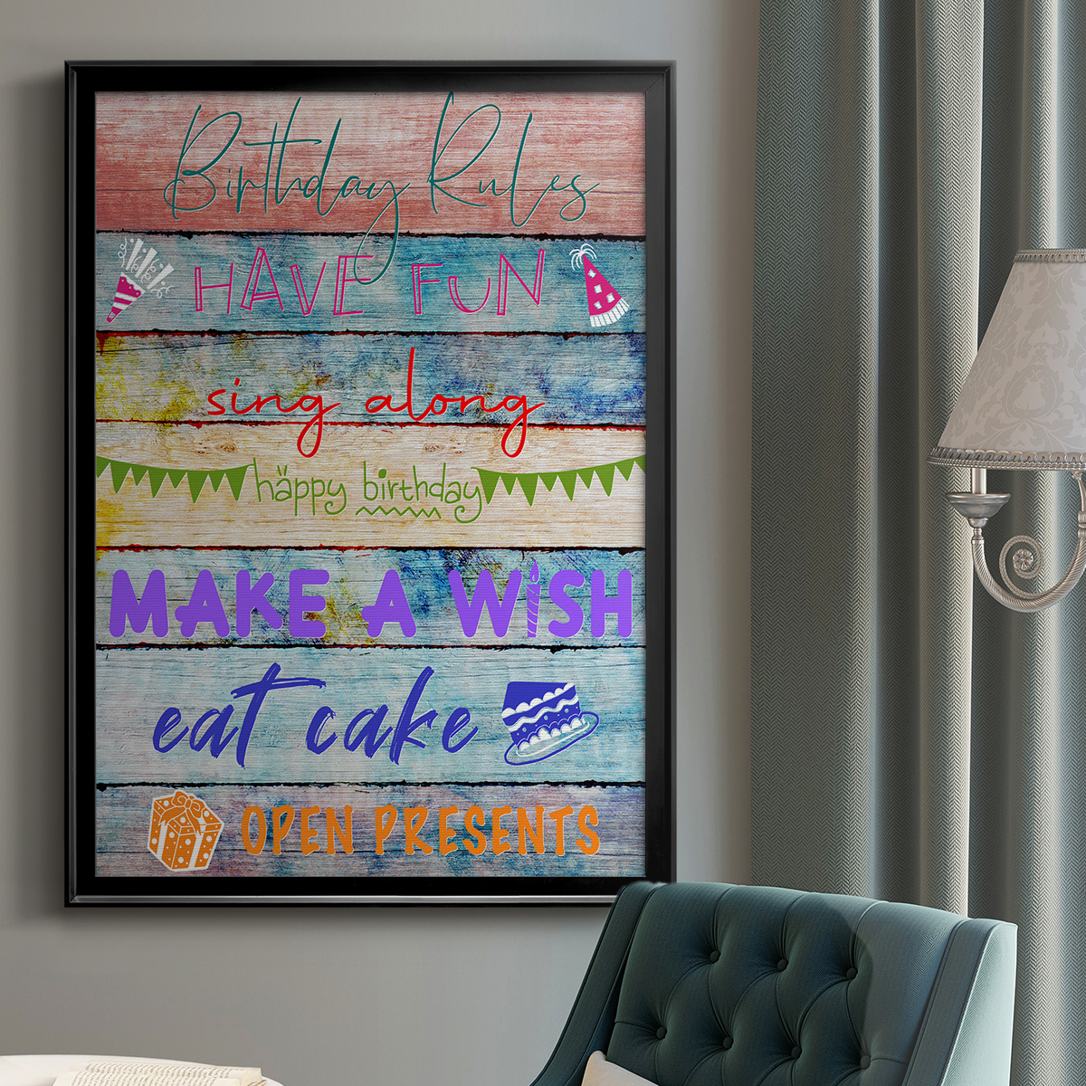 Birthday Rules Premium Framed Print - Ready to Hang