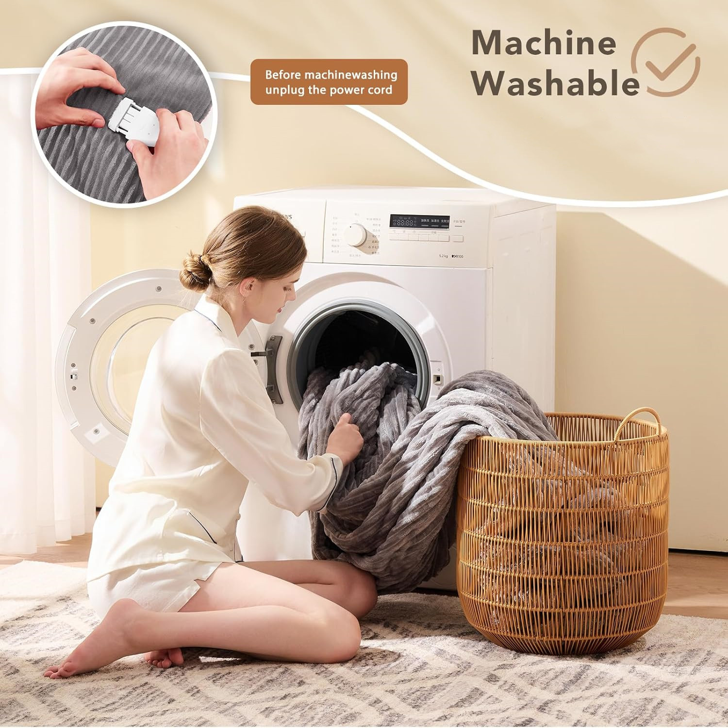 Electric Heated Blanket Queen Size - 84"x90" Heating Blanket Queen Size Dual Control 1/2/4/6/8 Hours Auto-Off 10 Heat Level Over