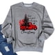 thumbnail image 2 of Jersey de mujer con estampado de patrones navideños, cuello redondo, manga larga, Top informal para uso diario, tela gris, letras negras XXL, 2 of 6
