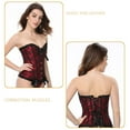 thumbnail image 5 of Top de corsé de encaje para mujer, tallas grandes, corsés y bustiers, lencería floral - Rojo, 5 of 5