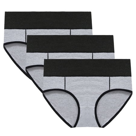 ATOYSOY Women s Clearance Solid Leak Proof Panty Comfy Multipack Shapewear Control Briefs for Ladies Plus Size Hip Lifting Cotton Panties  3 Pack Stretchy Period Underpants Gray XL