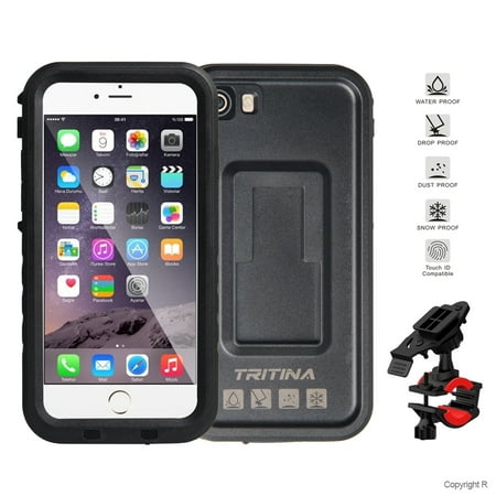 Tritina Bike Mount + Waterproof Case for iPhone 7, Shockproof Smartphone Case Hold on Motorcycle, Bicycle IP68