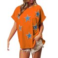 thumbnail image 1 of Nituyy T-Shirt d'Été Ample pour Femmes Appliques Étoile de Perle Manches Courtes Col Rond Tops Surdimensionnés, 1 of 9