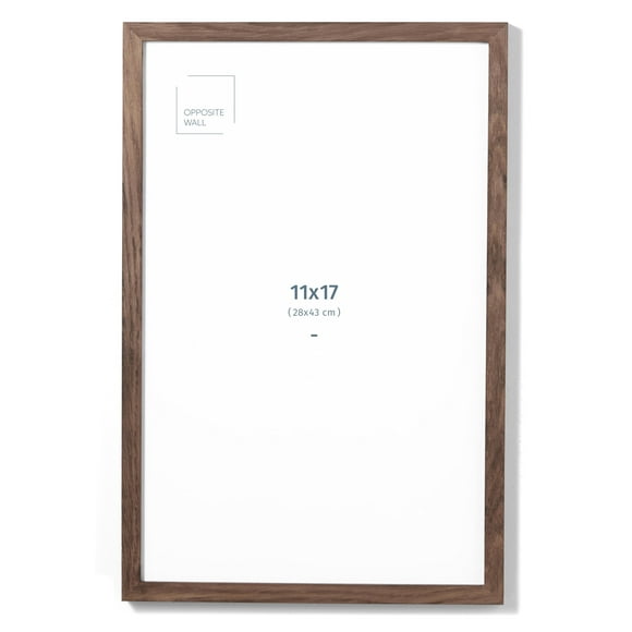 Marco de fotos de pared opuesta de madera maciza de roble oscuro, 28 x 43 cm