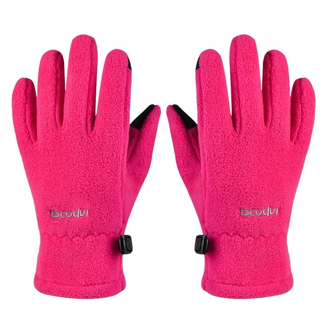 S SERENABLE Children's cycling gloves full finger training gloves Winter Warmer Rosy
