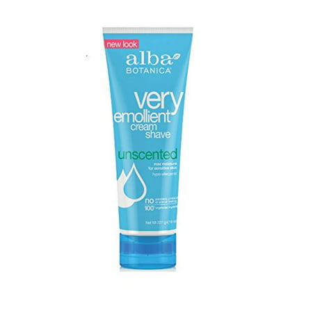 Very Emollient Shaving Cream Uncented for Sensitive Skin for Unisex, 8 Ounce Alba