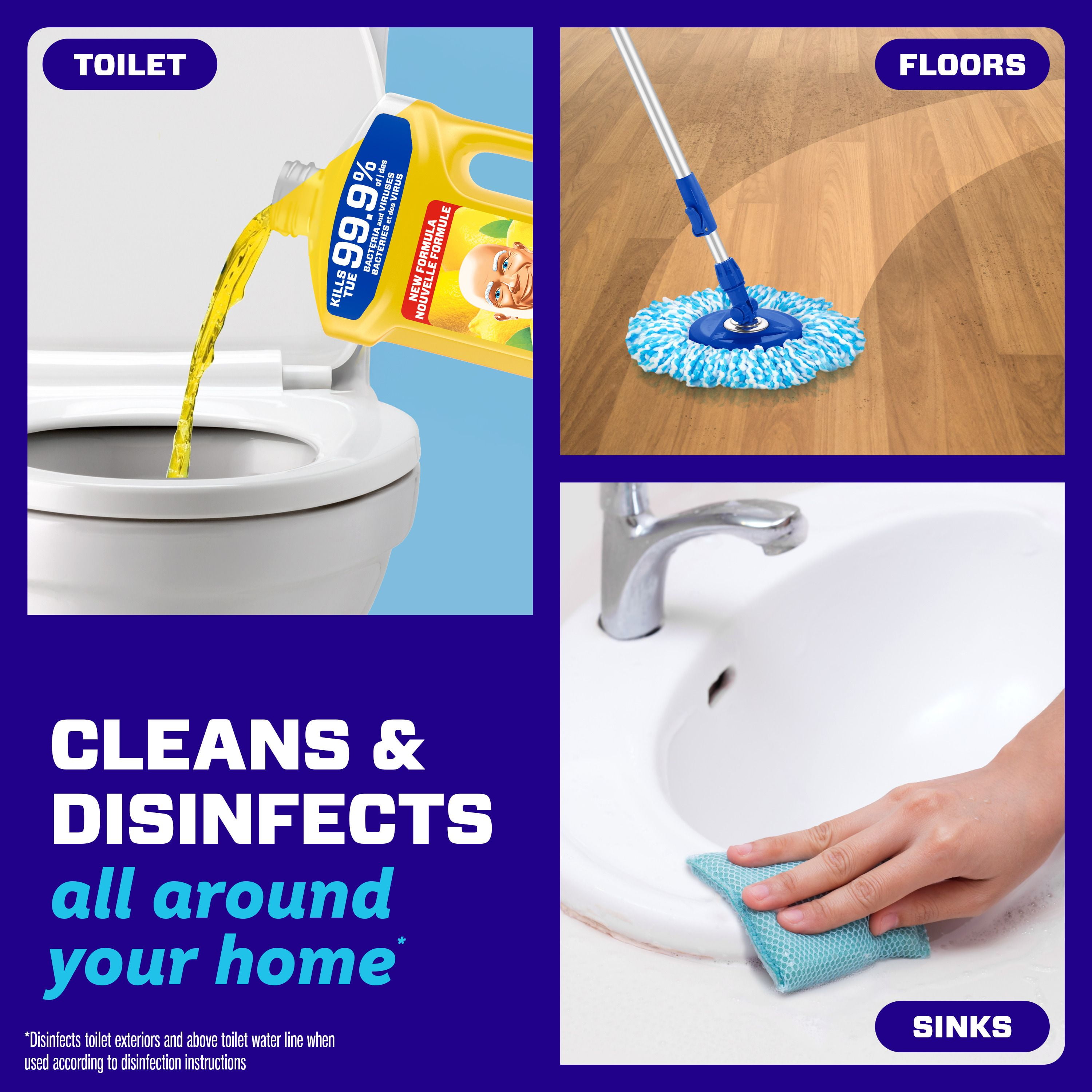 Mr. Clean Antibacterial All Purpose Cleaner, Floor Cleaner, Mop Soap, Cleaning Liquid, Lemon, 1.89L