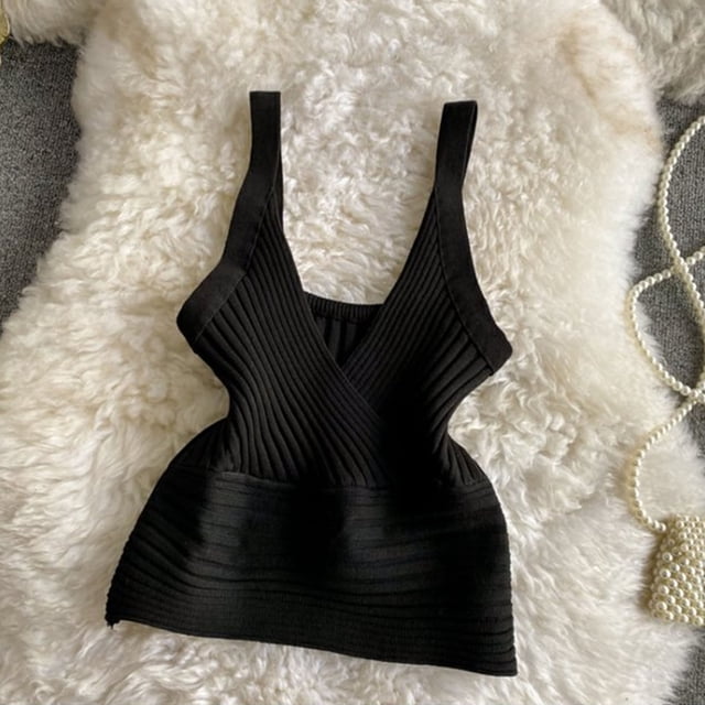 Top cruzado frontal sin mangas para mujer NikouMX cuello en V color puro S M L