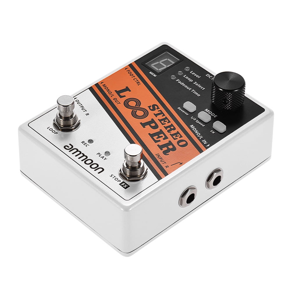 ammoon Effect Pedal,Stereo Looper Pedal Time Loops Max. Pedal 10 Loop Pedal 10min Time Looper Loop Ammoon Pedal Time Loop 10 Loops Pedal Versatile 10min Pedal Loops Pedal Unlimited 10min Pedal - 10