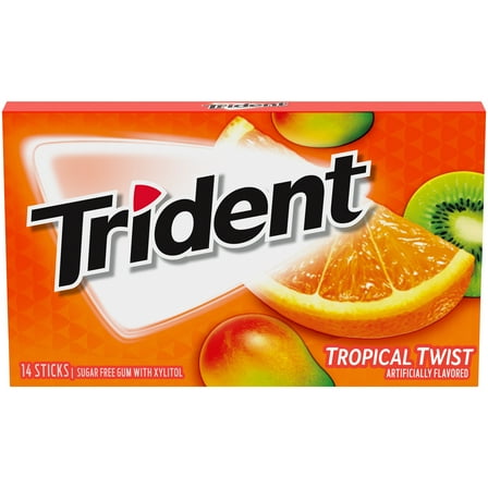 Trident Sugar Free Gum, Tropical Twist, Regular Size, 14 Pieces