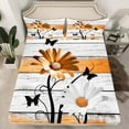 thumbnail image 2 of jejeloiu Vintage Floral Queen Sheet Sets,Orange Splatter Ink Flat Sheet,Rustic Farmhouse Cabin Queen Fitted Sheet For Children,Ultra Soft Bedroom Decoration,4-Piece, 2 of 7