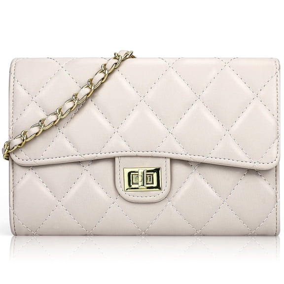 Farcauo Quilted Crossbody Bag for Ladies Small Beige Purses Mini Trendy Clutch Satchel Ladies Shoulder Bag Womens Evening Purse