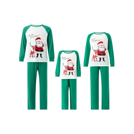

JYYYBF Matching Family Pajamas Sets Long Sleeve Christmas Santa Deer Print Pjs Kids Holiday Sleepwear Homewear Green Dad