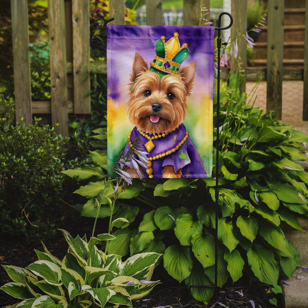 Norwich Terrier King of Mardi Gras Garden Flag 11.25 in x 15.5 in