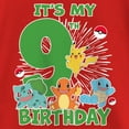 thumbnail image 2 of Girl's Pokemon It's My 9th Birthday Starters  Graphic Tee Red Medium, 2 of 5