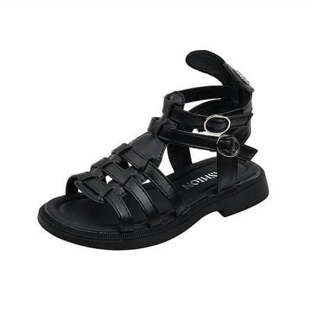 

Vedolay Little Girl s Sandals Summer Outdoor Closed Toe Roman Summer Sandal For Kids Child Summer Shoes Size 3 Sandals for Girls(Black 2)