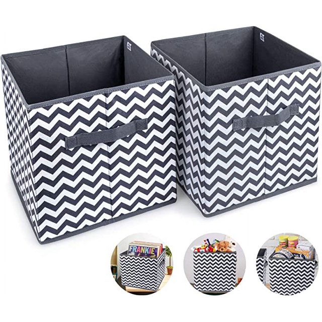 2 cajas de almacenamiento plegables de 28 x 27 x 27 cm, cajones, cajas no tejidas con asa, cesta de almacenamiento, armario de gran capacidad para lavandería, juguetes, ropa, libros