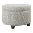 thumbnail image 1 of HomePop Transitional Fabric Storage Ottoman with Paisley Floral Pattern in Gray, 1 of 8