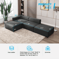 thumbnail image 6 of MUZZ L-Shape Modular Sectional Sofa,Oversized Faux Leather Couch for Living Room(Dark Grey), 6 of 7