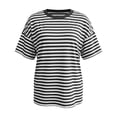 thumbnail image 5 of Bibifish Womens Basic Sports T-Shirts Summer Short Sleeve Crew Neck Timeless Monochrome Stripe Loose Fit Tee Laid Casual Outings Everyday Wear Tops, 5 of 5