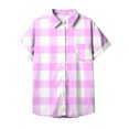 thumbnail image 3 of WREESH Women's 2025 Summer Button Down Shirts Casual Short Sleeve Plaid Printed Blouses for a Classic Style Purple, 3 of 5