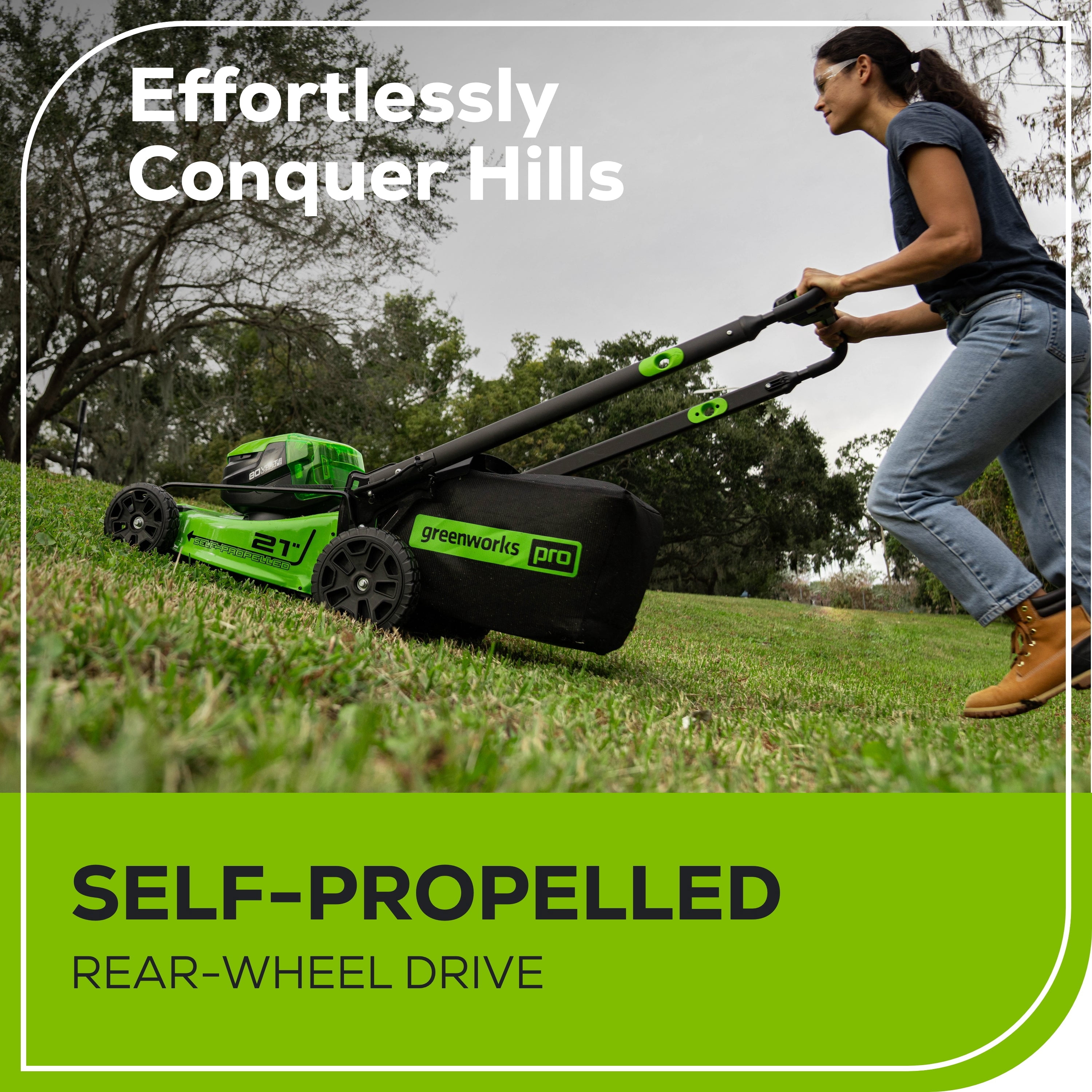 Greenworks Walk-Behind Mower 80V Cordless Battery 4-in-1 Self-Propelled 21 Inches