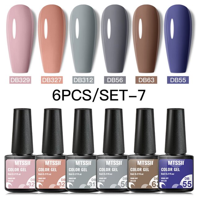 Juego de esmaltes de Gel para uñas, barniz para capa Base y superior, UV, LED, semipermanente, para manicura artística, 6 unidades por Set